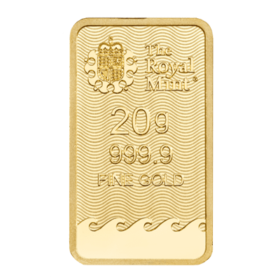 A picture of a 20 gram Britannia Gold Bar